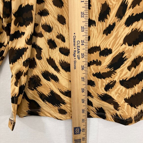 New IMAN size 3X Brown Leopard Print Stretch Knit Long Sleeve Blouse Comfy - Picture 5 of 11